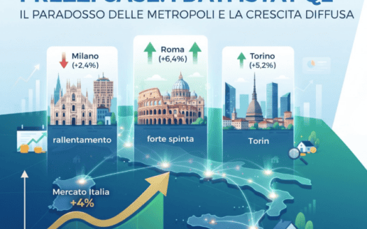 Infografica sui prezzi delle case 2026: confronto tra Milano, Roma e Torino